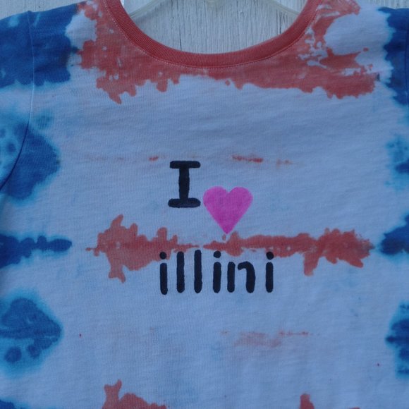 Illini Tie Dye T-shirt Girls 10/12 LG Homemade New - Picture 7 of 11